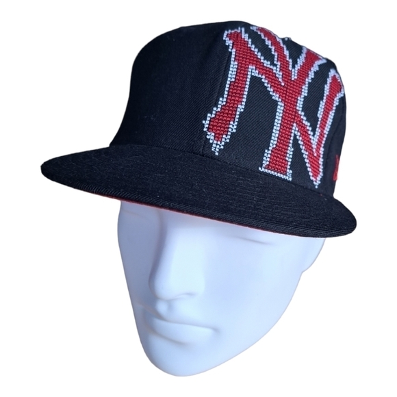 New York Yankees baseball wool 59 fifty New era fitted cap red & black 7 1/4 - Picture 6 of 16